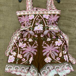 Farm Rio Palm Dream Pleated Romper NWT Size L